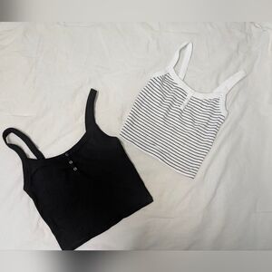 No Boundaries Black and White Striped Tank Tops